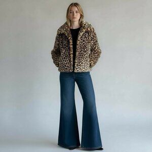 Dennis Basso Faux Fur Zip Leopard Animal Fur Reversible Winter Coat Size Xsmall